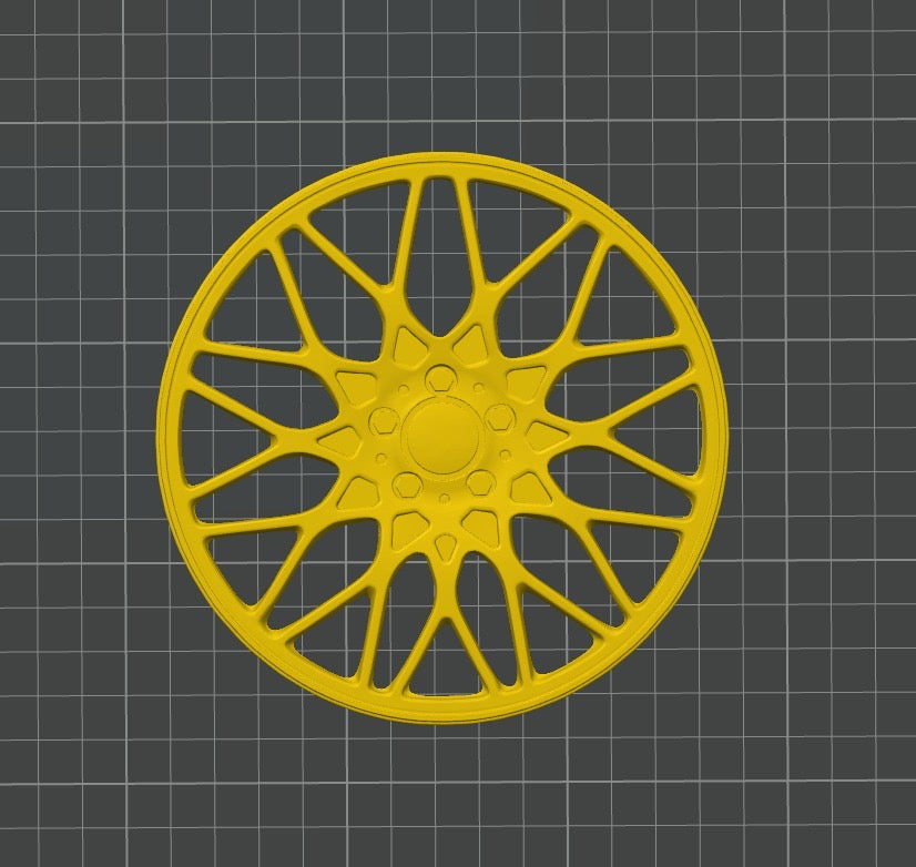 Jantă decorativă 3D galbenă pentru tomberon