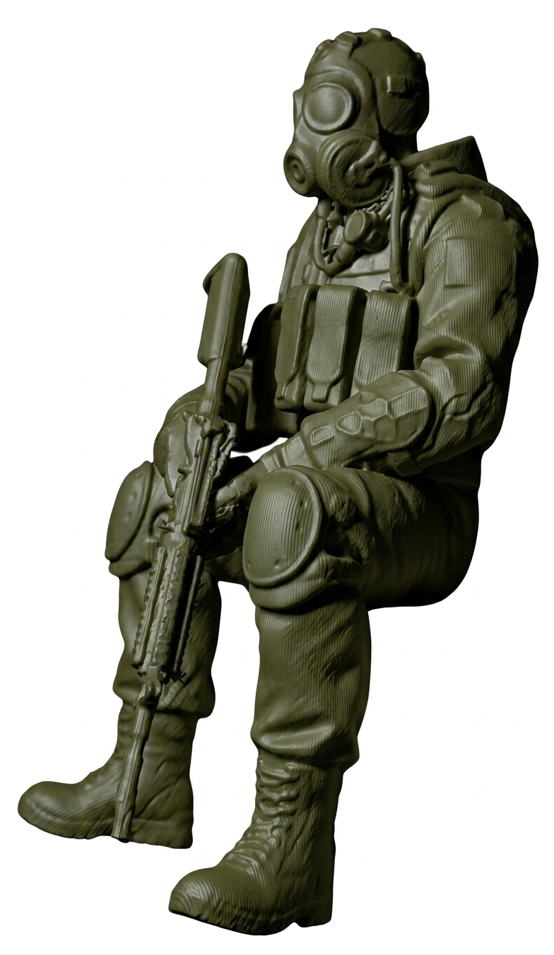 Agent Tactic cu Mască de Gaze – Figurină 3D Imprimată