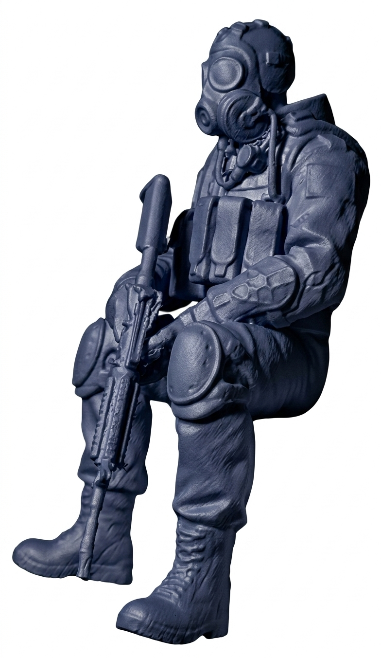 Agent Tactic cu Mască de Gaze – Figurină 3D Imprimată