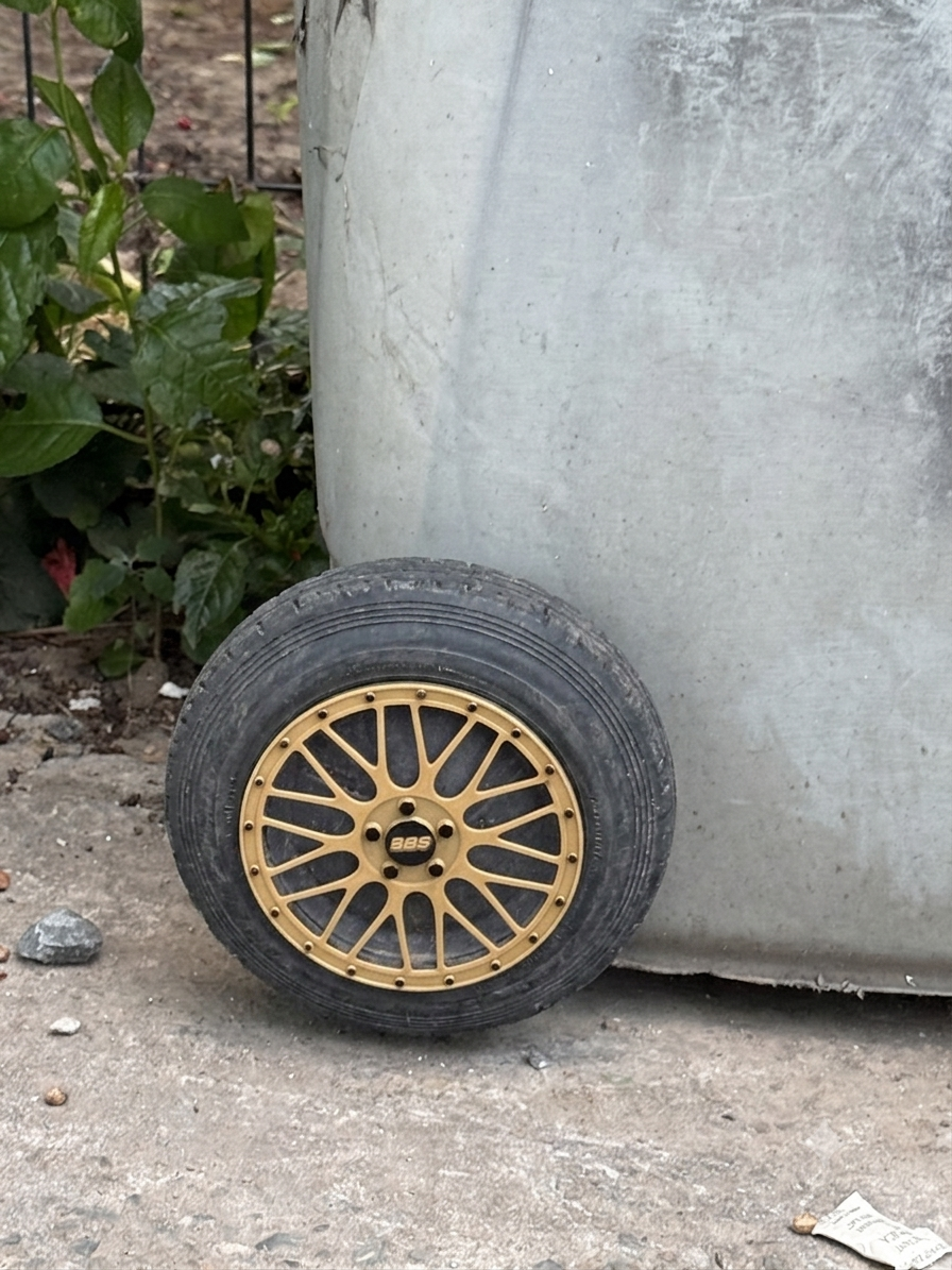 Jantă BBS pe tomberon – vedere frontală